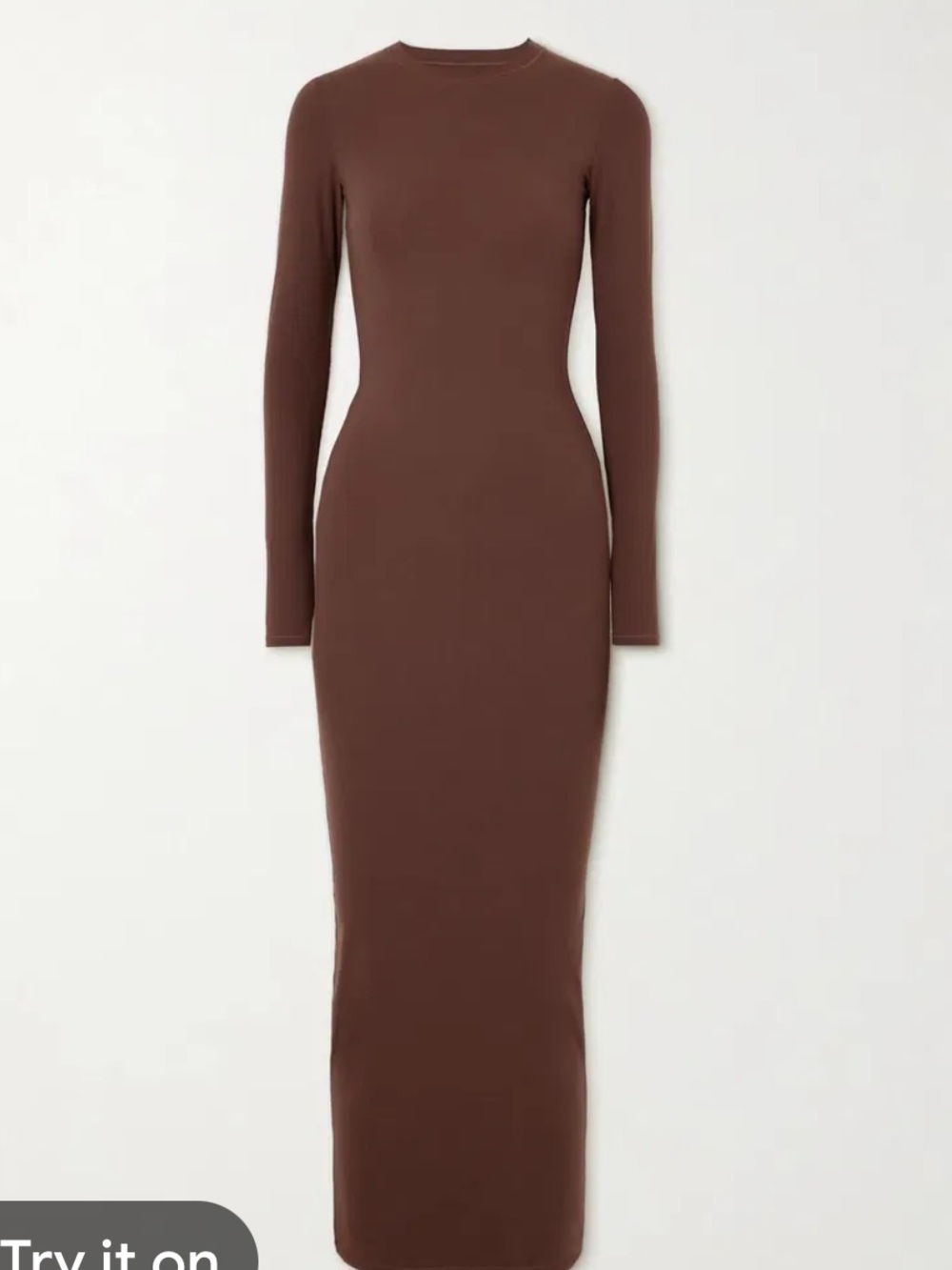 SKIMS fits everybody crew neck Long Sleeve Maxi Dress in umber S - Picture 9 of 10